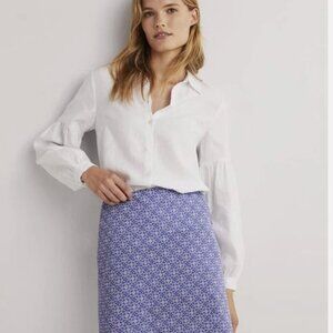 Boden Blue White Mini Skirt Size 8 P Floral Pattern